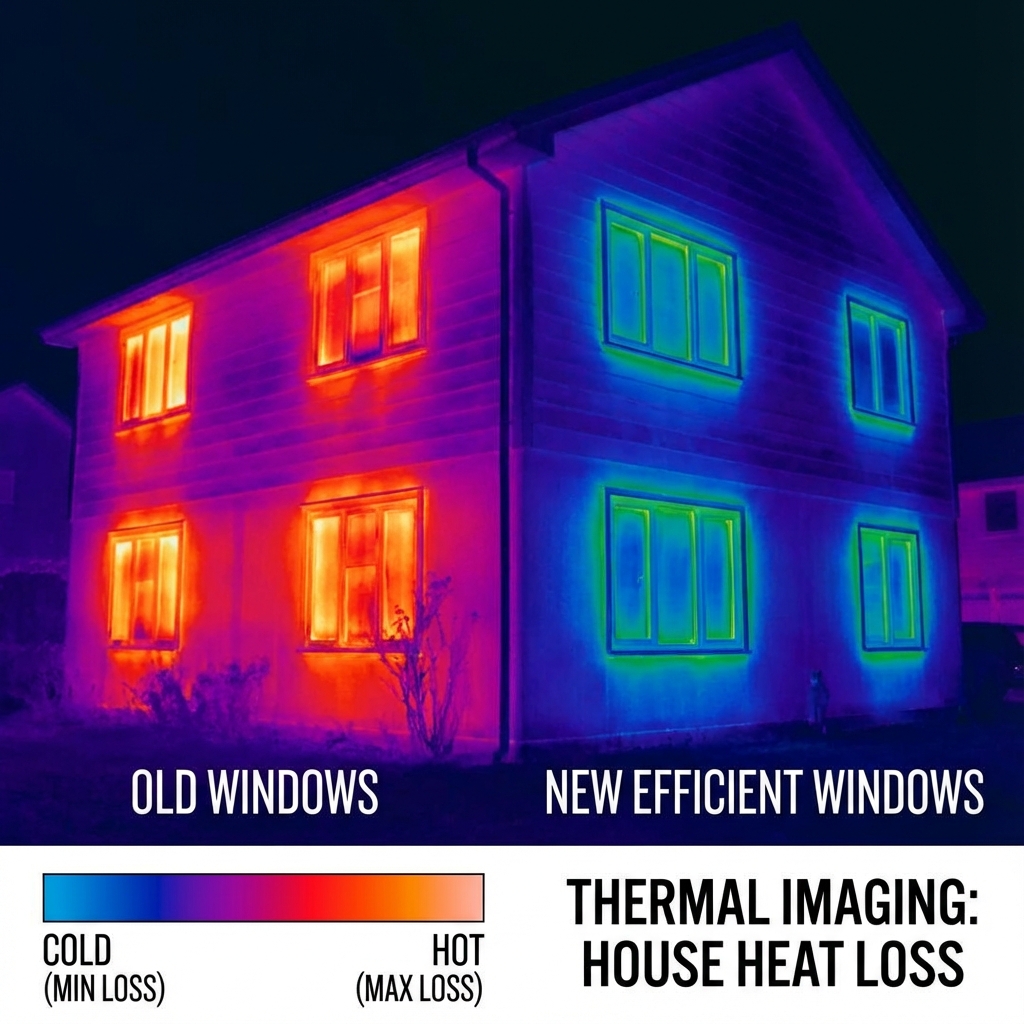 Hőkamerás felvétel hőveszteségről